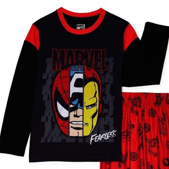 Marvel Avengers Fearless Pajama Top Superheros Long Sleeve Play Shirt 4 - 5 New - Picture 1 of 12